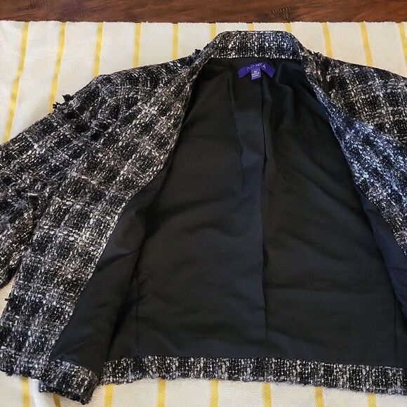 Indikka Black and Silver Tweed Cropped Blazer Jacket Size M - Picture 9 of 12